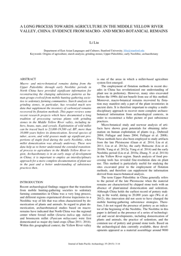 A Long Process Towards Agriculture in the Middle Yellow River Valley, China: Evidence from Macro- and Micro-Botanical Remains