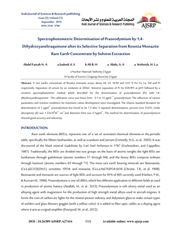 Spectrophotometric Determination of Praseodymium by 1,4