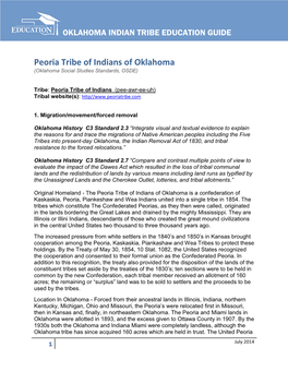 Peoria Tribe of Indians of Oklahoma (Oklahoma Social Studies Standards, OSDE)