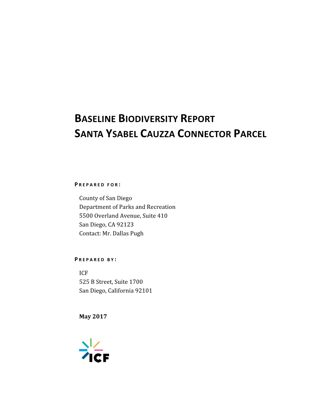 Baseline Biodiversity Report Santa Ysabel Cauzza Connector Parcel