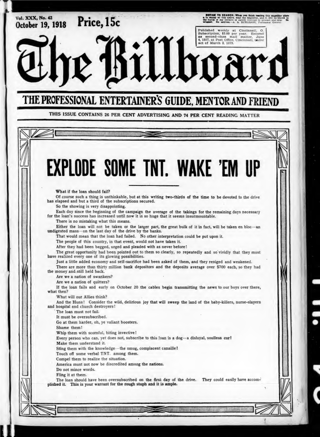 The Billboard 1918-10-19: Vol 30 Iss 42