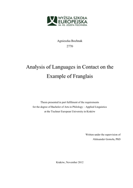 Analysis of Languages in Contact on the Example of Franglais