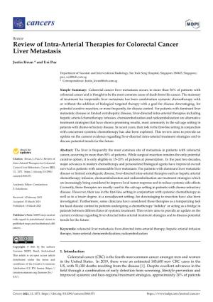 Review of Intra-Arterial Therapies for Colorectal Cancer Liver Metastasis