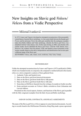 New Insights on Slavic God Volosъ/ Velesъ from a Vedic Perspective