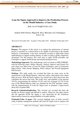 Lean Six Sigma Approach to Improve the Production Process in the Mould Industry: a Case Study