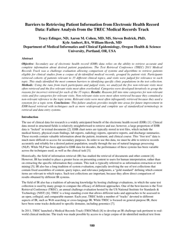 Barriers to Retrieving Patient Information from Electronic Health Record Data: Failure Analysis from the TREC Medical Records Track