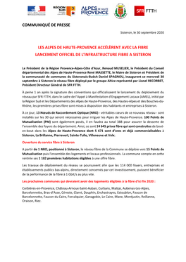 Les Alpes De Haute-Provence Accélèrent Avec La Fibre Lancement Officiel De L’Infrastructure Fibre a Sisteron