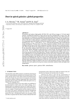 Dust in Spiral Galaxies: Global Properties