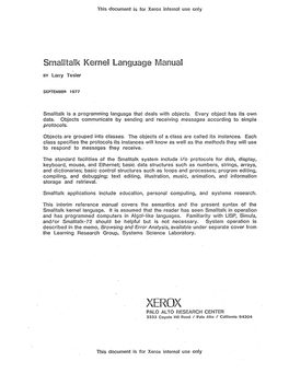Smahtalk Kernel Language Fv1anual