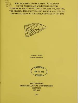 Bibliography and Scientific Name Index to Theamphibians