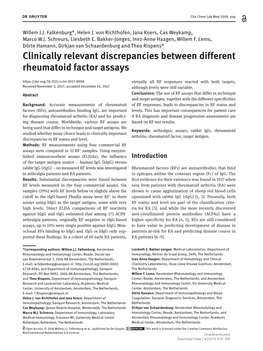 Clinically Relevant Discrepancies Between Different Rheumatoid Factor