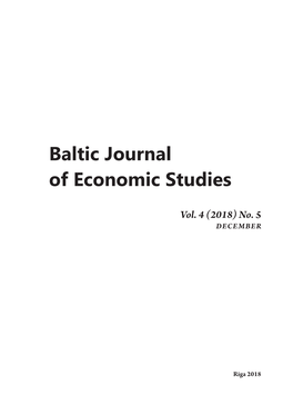 Baltic Journal of Economic Studies