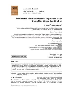 Ameliorated Ratio Estimator of Population Mean Using New Linear Combination
