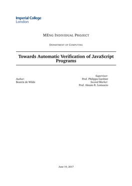 Towards Automatic Verification of Javascript Programs