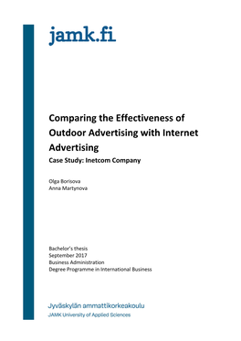 Comparing the Effectiveness of Outdoor Advertising with Internet Advertising Case Study: Inetcom Company