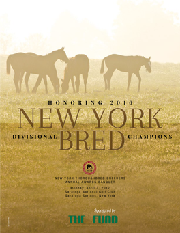 Divisional Champions and Announce the 2016 New York-Bred Horse of the Year