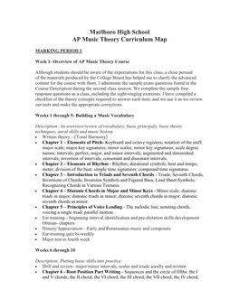 Marlboro High School AP Music Theory Curriculum Map