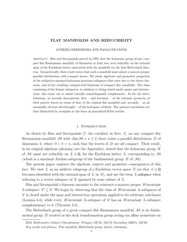 Flat Manifolds and Reducibility