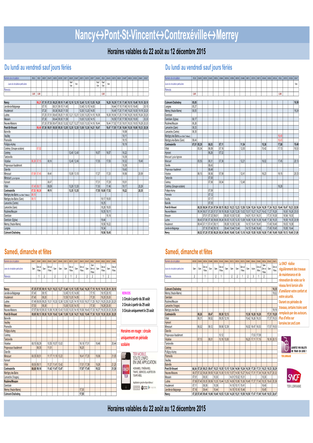 Affiche Horaire Ligne 06 Nancy Pont-St-Vincent Merrey Valable Du