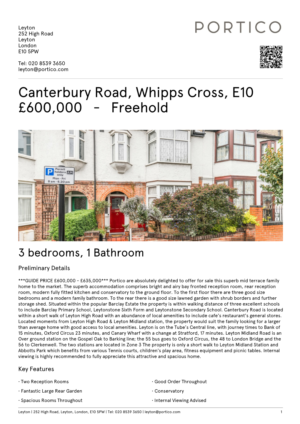 Canterbury Road, Whipps Cross, E10 £600000