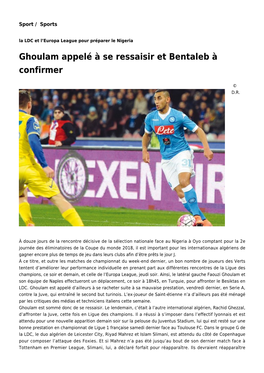 Ghoulam Appelé À Se Ressaisir Et Bentaleb À Confirmer