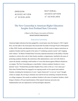 The New Censorship in American Higher Education: Insights from Portland State University