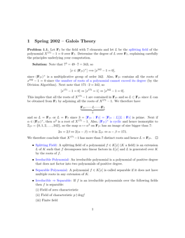 1 Spring 2002 – Galois Theory
