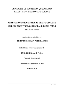 Analysis of Bridge Failure Due to Cyclone Marcia in Central Queensland Using Fault Tree Method