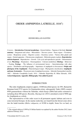 Order Amphipoda Latreille, 18161)