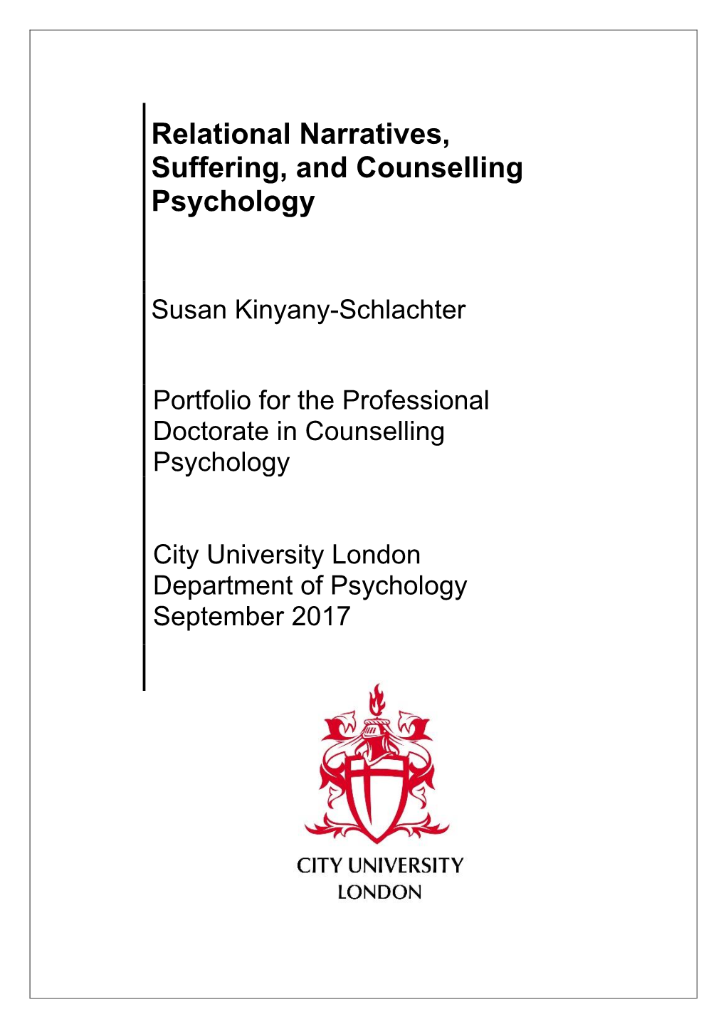 Relational Narratives, Suffering, and Counselling Psychology