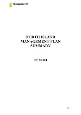 Mgmt Plan Summary 13 14 North Island