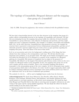The Topology of 3-Manifolds, Heegaard Distance and the Mapping Class Group of a 2-Manifold∗