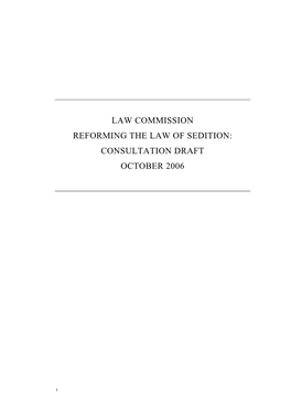 Sedition: Consultation Draft October 2006