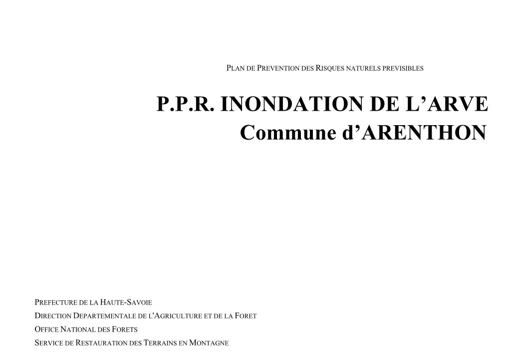 P.P.R. INONDATION DE L'arve Commune D