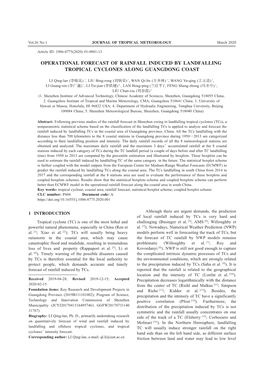 Operational Forecast of Rainfall Induced by Landfalling Tropical Cyclones Along Guangdong Coast [J]