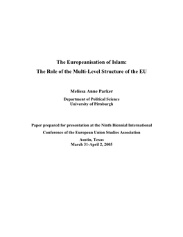 The Europeanisation of Islam: the Role of the Multi-Level Structure of the EU