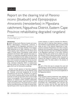 Report on the Clearing Trial of Pteronia Incana (Bluebush)