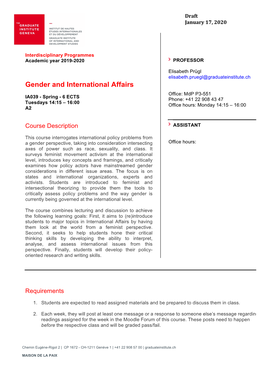 Gender and International Affairs