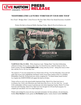 Needtobreathe Launches 'Forever on Your Side Tour'