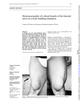 Mononeuropathy of a Distal Branch of the Femoral Nerve in a Body Building Champion