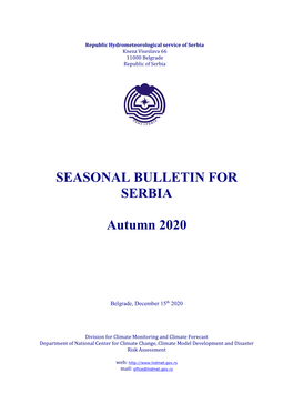 SEASONAL BULLETIN for SERBIA Autumn 2020