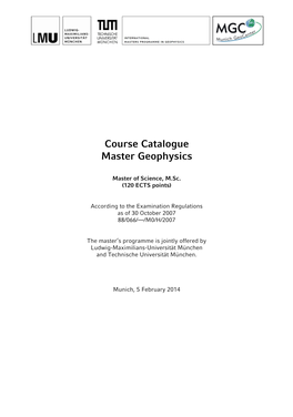 Course Catalogue Master Geophysics