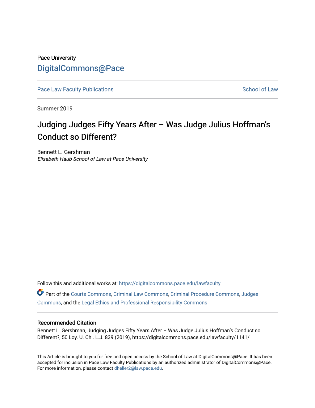 Was Judge Julius Hoffman's Conduct So Different?