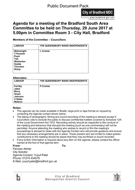 (Public Pack)Agenda Document for Bradford South Area Committee, 29