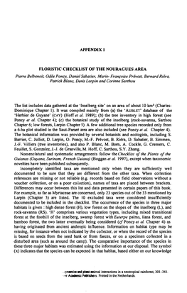 Floristic Checklist of the Nouragues Area