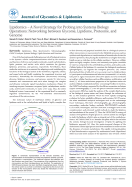 Networking Between Glycome, Lipidome, Proteome, and Genome Sainath R