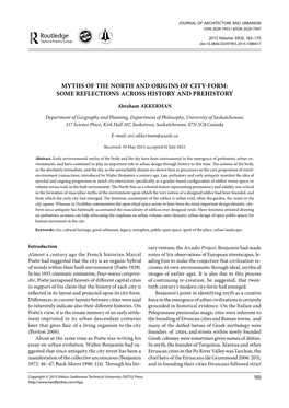 Myths of the North and Origins of City-Form: Some Reflections Across History and Prehistory