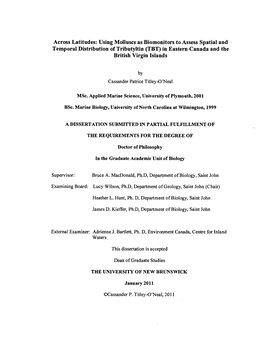 Across Latitudes: Using Molluscs As Biomonitors to Assess Spatial and Temporal Distribution of Tributyltin (TBT) in Eastern Canada and the British Virgin Islands
