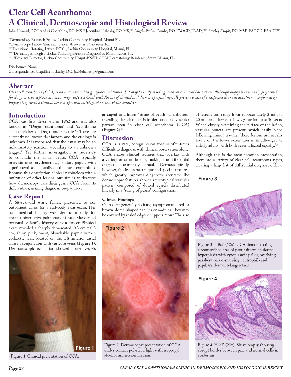 Clear Cell Acanthoma: a Clinical, Dermoscopic and Histological Review