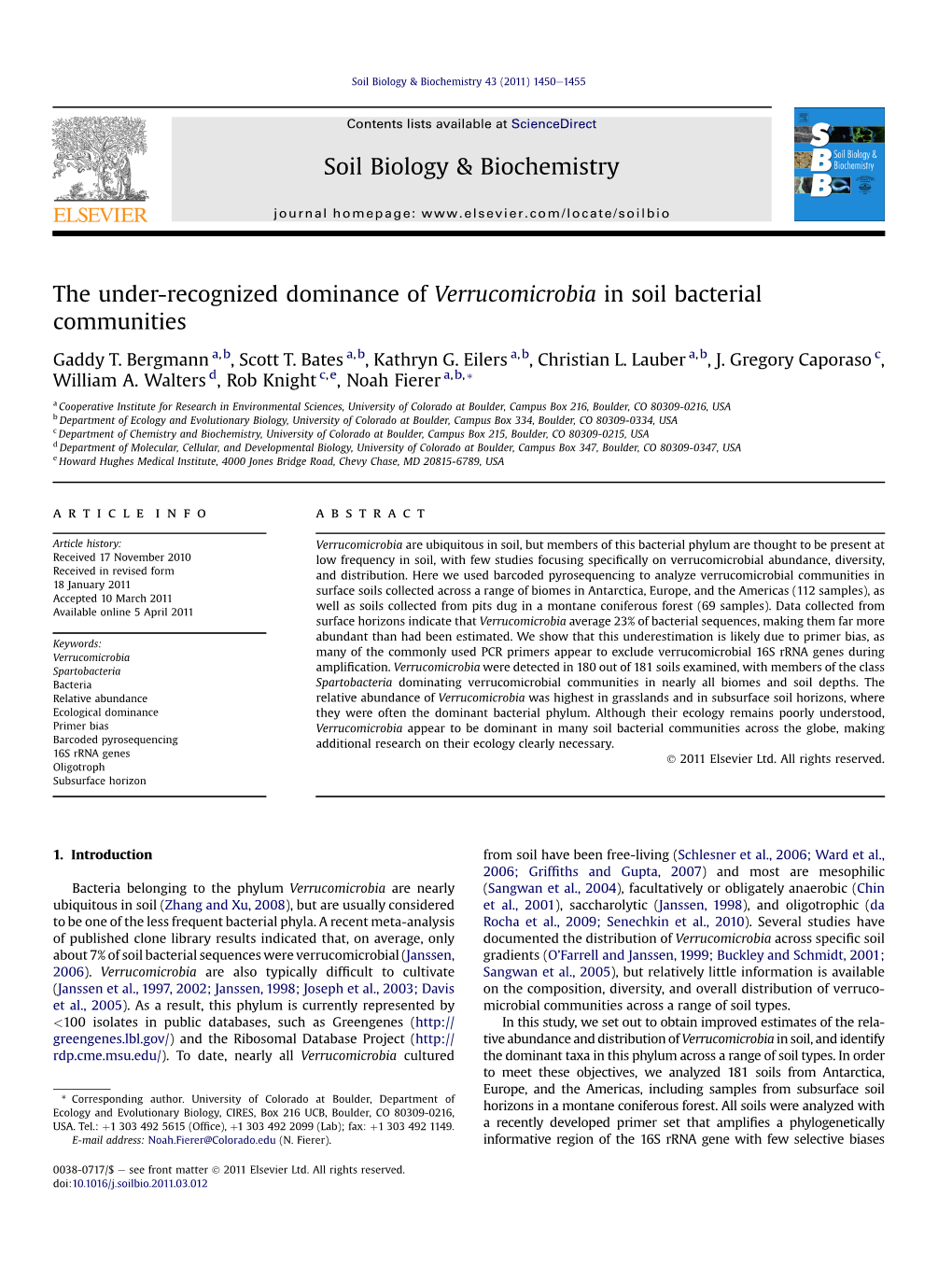 The Under-Recognized Dominance of Verrucomicrobia in Soil Bacterial Communities